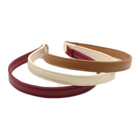 3 Pcs Random Color PU Leather Headband Classic Hairband for Women Girls