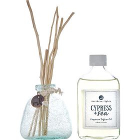 CYPRESS & SEA by Northern Lights SET-FRAGRANCE DIFFUSER OIL 6 OZ & 6X WILLOW REEDS & DIFFUSER BOTTLE