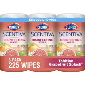 Clorox Scentiva Wipes Bleach Free Cleaning Wipes Tahitian Grapefruit Splash 225 Count 3 Pack