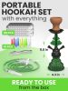 Green Hookah Set 2 Hose Hookah LilOne 12 inch Green Glass Mini Hookah Combo Kit Shisha Hookah Set with Prepunched Foil Hookas Bowl Disposable Tips Mou