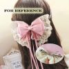 Red Cute Lace Large Bowknot French Barrettes Handmade Chiffon Hair Clip with Ribbon