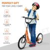 Aosom Youth Scooter Kick Scooter for Kids 5+ with Adjustable Handlebar 16" Front and Rear Dual Brakes Inflatable Wheels, Orange