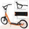 Aosom Youth Scooter Kick Scooter for Kids 5+ with Adjustable Handlebar 16" Front and Rear Dual Brakes Inflatable Wheels, Orange