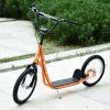 Aosom Youth Scooter Kick Scooter for Kids 5+ with Adjustable Handlebar 16" Front and Rear Dual Brakes Inflatable Wheels, Orange