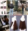 Womens Winter Knit Hat with Synthetic Long Curly Corn Wave Hair Attached, Light Brown Wig Cap