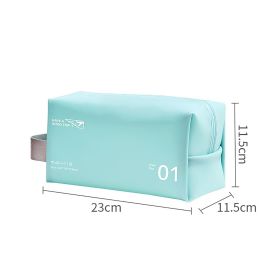 Portable Travel Cosmetic Bag, Cute Makeup Pouches, PU Leather Waterproof Toiletry Bags (Color: Blue)