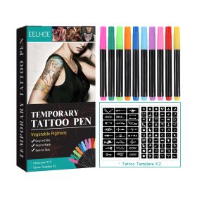 EELHOE Temporary Tattoo Pen Set Face, Arm, Body Multi Color Painting DIY Makeup Graffiti Decoration Tattoo Pen EELHOE Temporary Tattoo Pen Set Face (Tattoo pen: 2pcs)